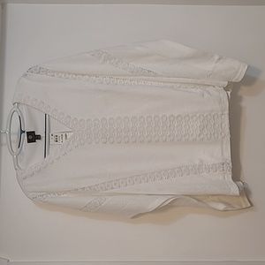 JM Collection .. XL .. Bright White Floral‎ Applique ..